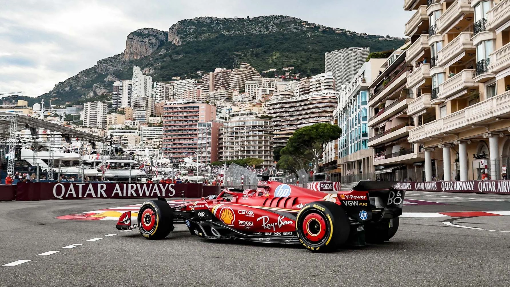 a Ferrari taking a corner in Monaco