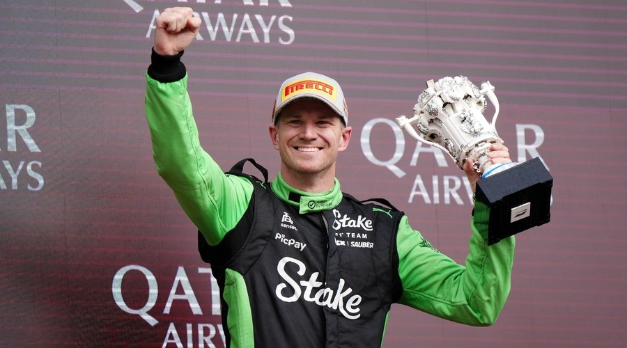 Nico Hülkenberg celebrates his first F1 podium during the 2025 British GP