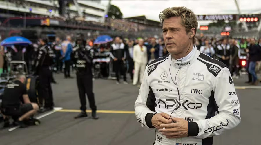 Brad Pitt performing in the F1 movie